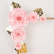 Set of 9 Pink 3D Rose Paper Flowers with Gold Tropical Palm Leaves, Party Flower Backdrop Hanging