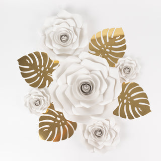 <h3 style="margin-left:0px;"><strong>Create A Stunning Visual Impact With 3D Rose Paper Flowers and Gold Monstera Palm Leaves</strong>