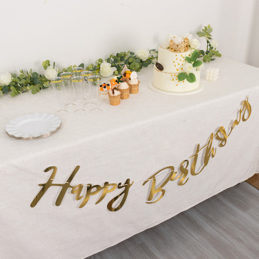 10ft Pre-Strung Metallic Gold Foil "Happy Birthday" Banner, Party Photo Backdrop Hanging Garland