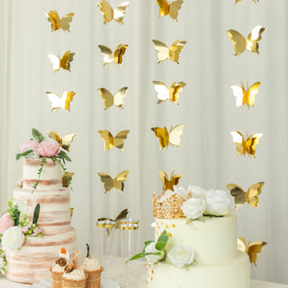 Elevate Your Event Decor with 2 Pack | 9ft Gold 3D Paper Butterfly Hanging Garland Streamers