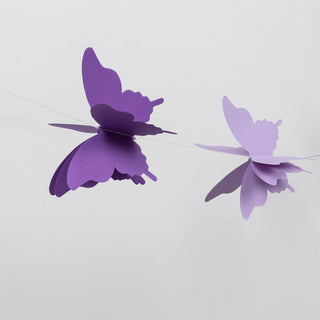 Create an Enchanting Atmosphere with the 2 Pack of Purple 3D Paper Butterfly Hanging Garland Streamers