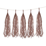 12 Pack | Pre-Tied Rose Gold Paper Fringe Tassels with Garland String, Hanging Streamer#whtbkgd