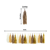 Gold and cream tassel garland, 10 ft long, 3 in tassels, perfect for decorations.