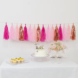 Pink and rose gold tassel garland decoration for parties