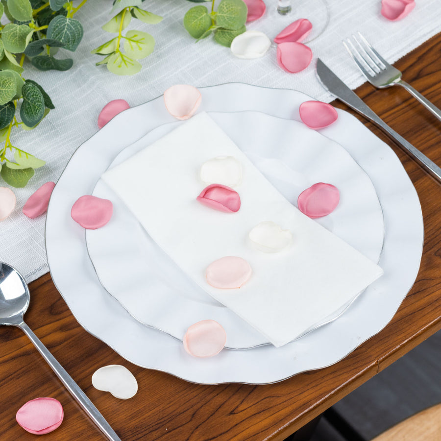 400 Pack | Matte Blush Mix Life-Like Flower Petals, Silk Rose Petal Round Table Confetti