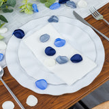 400 Pack | Matte Dusty Blue Mix Life-Like Flower Petals, Silk Rose Petal Round Table Confetti