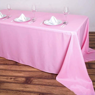 Elevate Your Event Decor with a Pink Seamless Polyester Rectangular Tablecloth