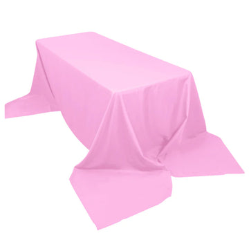 90"x156" PINK Seamless Polyester Rectangular Tablecloth for 8 Foot Table With Floor-Length Drop