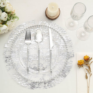 Enhance Your Table Decor with Metallic Silver Foil Mesh Table Placemats