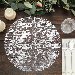 Add a Touch of Elegance to Your Dining Experience with Metallic Silver Foil Mesh Table Placemats