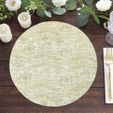 50-Pack Table Placemats Glitter Design Metallic Gold Round - Mesh Polyester Disposable Mats