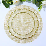 50-Pack Table Placemats Glitter Design Metallic Gold Round - Mesh Polyester Disposable Mats