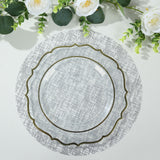 10 Pack Metallic Silver Glitter Mesh Round Table Mats, 13inch Polyester Dining Placemats