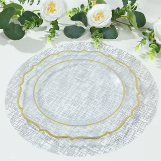 <strong>Metallic Silver Glitter Mesh Round Placemats</strong>