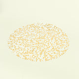 10 Pack White Mesh Organza Dining Table Mats Gold Foil Leaf Vines, Floral Round Placemats - 13inch