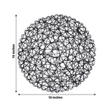 Black wire mesh decorative bowl, 15 inches in diameter.