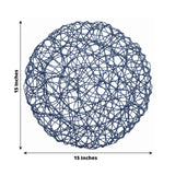 Blue woven decorative orb sculpture on white background