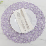 6 Pack Lavender Lilac Woven Fiber Disposable Placemats, Round Table Mats 15inch