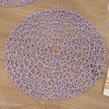 6 Pack Lavender Lilac Woven Fiber Disposable Placemats, Round Table Mats 15inch