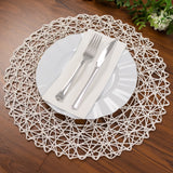 6 Pack White Woven Fiber Disposable Placemats, Round Table Mats 15inch