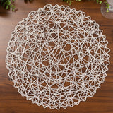 6 Pack White Woven Fiber Disposable Placemats, Round Table Mats 15inch