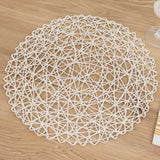 6 Pack White Woven Fiber Disposable Placemats, Round Table Mats 15inch