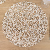 6 Pack White Woven Fiber Disposable Placemats, Round Table Mats 15inch