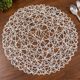 6 Pack White Woven Fiber Disposable Placemats, Round Table Mats 15inch