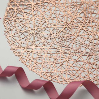 Create a Stunning Table Setting with Rose Gold Decorative Woven Vinyl Placemats