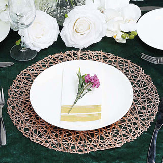 Elevate Your Table Setting with Rose Gold Decorative Woven Vinyl Placemats