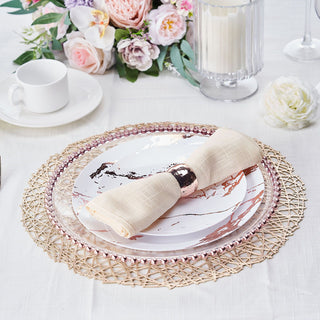 Elevate Your Table with Champagne Metallic Woven Vinyl Placemats