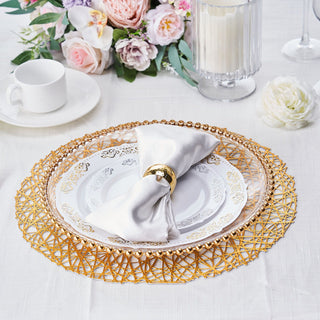 Elevate Your Table Setting with Gold Metallic Woven Vinyl Placemats