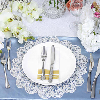 Elevate Your Table Setting with White Vintage Floral Lace Vinyl Placemats