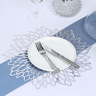 Elevate Your Table Setting with Silver Decorative Floral Vinyl Placemats