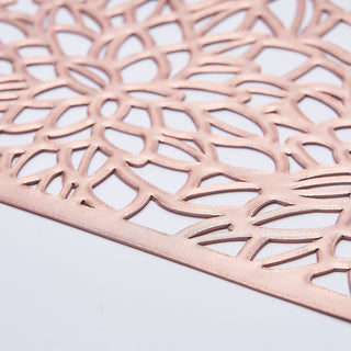 Add a Touch of Glamour to Your Dining Experience with Rose Gold Metallic Floral Vinyl Placemats