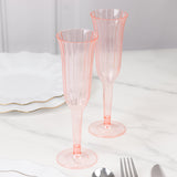 12-Pack Plastic Champagne Flutes Transparent Blush Flared Design - Lightweight Disposable