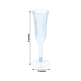 12-Pack Plastic Champagne Flutes Transparent Dusty Blue Flared Design - Lightweight