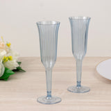 12-Pack Plastic Champagne Flutes Transparent Dusty Blue Flared Design - Lightweight