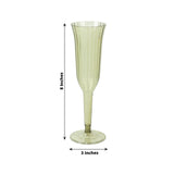 24-Pack Plastic Champagne Flutes Transparent Dusty Sage Green Flared Design - Lightweight