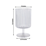12-Pack Plastic Goblets Clear Vintage Ribbed Pattern Short Stem