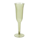 24-Pack Plastic Champagne Flutes Transparent Dusty Sage Green Flared Design - Lightweight#whtbkgd