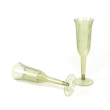 24-Pack Plastic Champagne Flutes Transparent Dusty Sage Green Flared Design - Lightweight Disposable