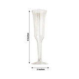 12 Pack | 6oz Gold Glitter Sprinkled Clear Plastic Champagne Flutes, Disposable Glasses