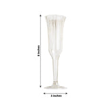 24-Pack Plastic Champagne Flutes Clear Gold Glitter Flared Design - Lightweight
