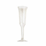 24-Pack Plastic Champagne Flutes Clear Gold Glitter Flared Design - Lightweight#whtbkgd