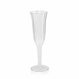 24-Pack Plastic Champagne Flutes Clear Flared Design - Lightweight Disposable Toasting#whtbkgd