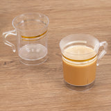 8 Pack 8oz Clear Plastic Coffee Mugs with Gold Stripes, Disposable Tea Cups with Handle - 3.5inch