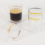 8 Pack 8oz Clear Plastic Coffee Mugs with Gold Stripes, Disposable Tea Cups with Handle - 3.5inch