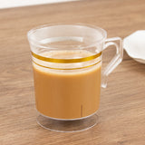 8 Pack 8oz Clear Plastic Coffee Mugs with Gold Stripes, Disposable Tea Cups with Handle - 3.5inch