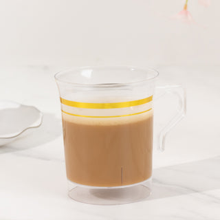 <h3 style="margin-left:0px;"><strong>Elegant &amp; Stylish Clear Gold Rim Plastic Coffee Cups</strong>